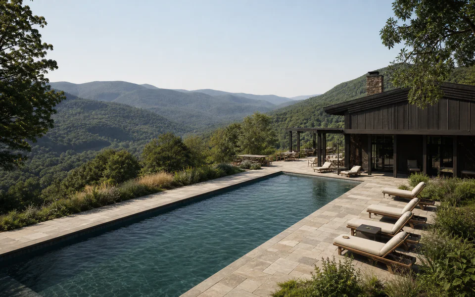 Mountain pool and surrounding forest