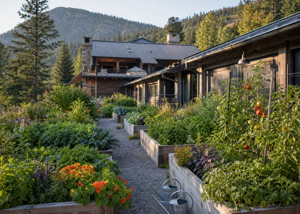 Garden produce behind the dining menu