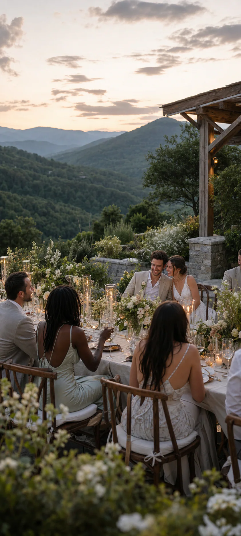 Outdoor wedding table in the mountains